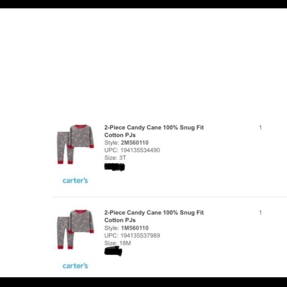 Carters Christmas Kids Baby Matching Pajamas Candy Canes (2) Sets - Picture 2 of 2